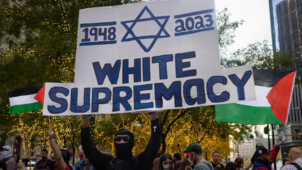 Far-left identity activists paint Jews as hyper-white.